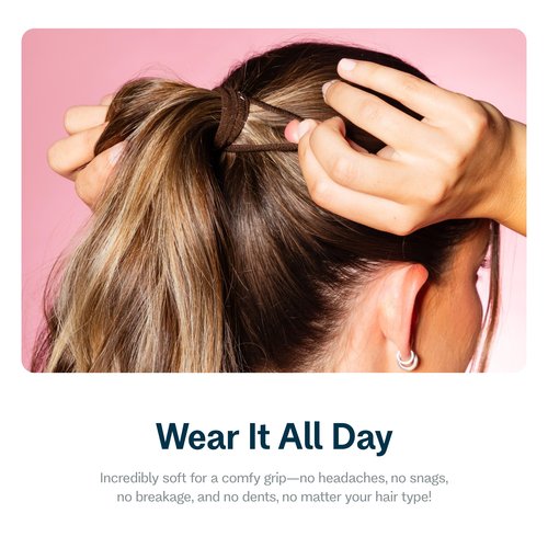 Gimme Beauty X-Fine Hair Bands - Slim-Fit Elastic Ties for Extra Fine Hair - No-Dent, Gentle-Grip Ponytail Holders for All-Day Comfort - 20 Pack, Dark Brown