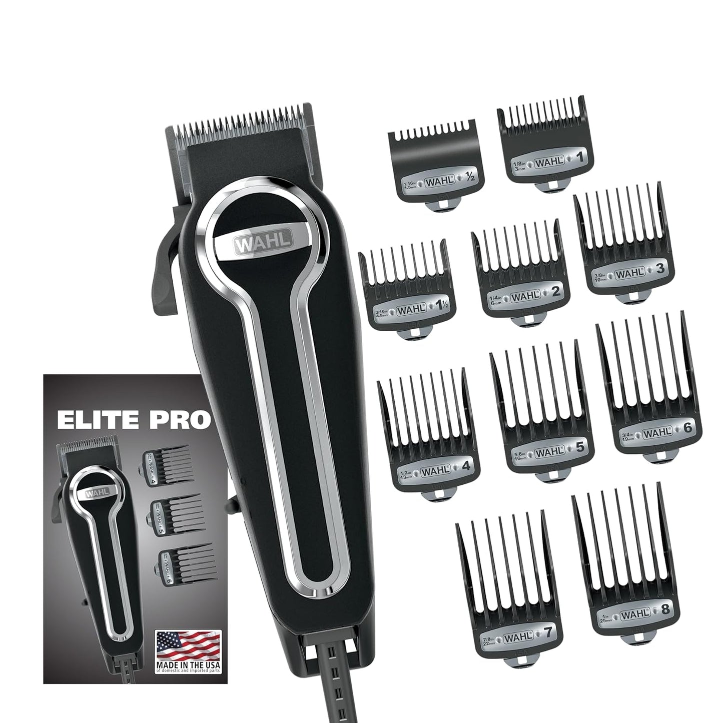 Wahl USA Elite Pro Hair Clipper - High-Performance Corded Grooming Kit for Men | Model 79602M