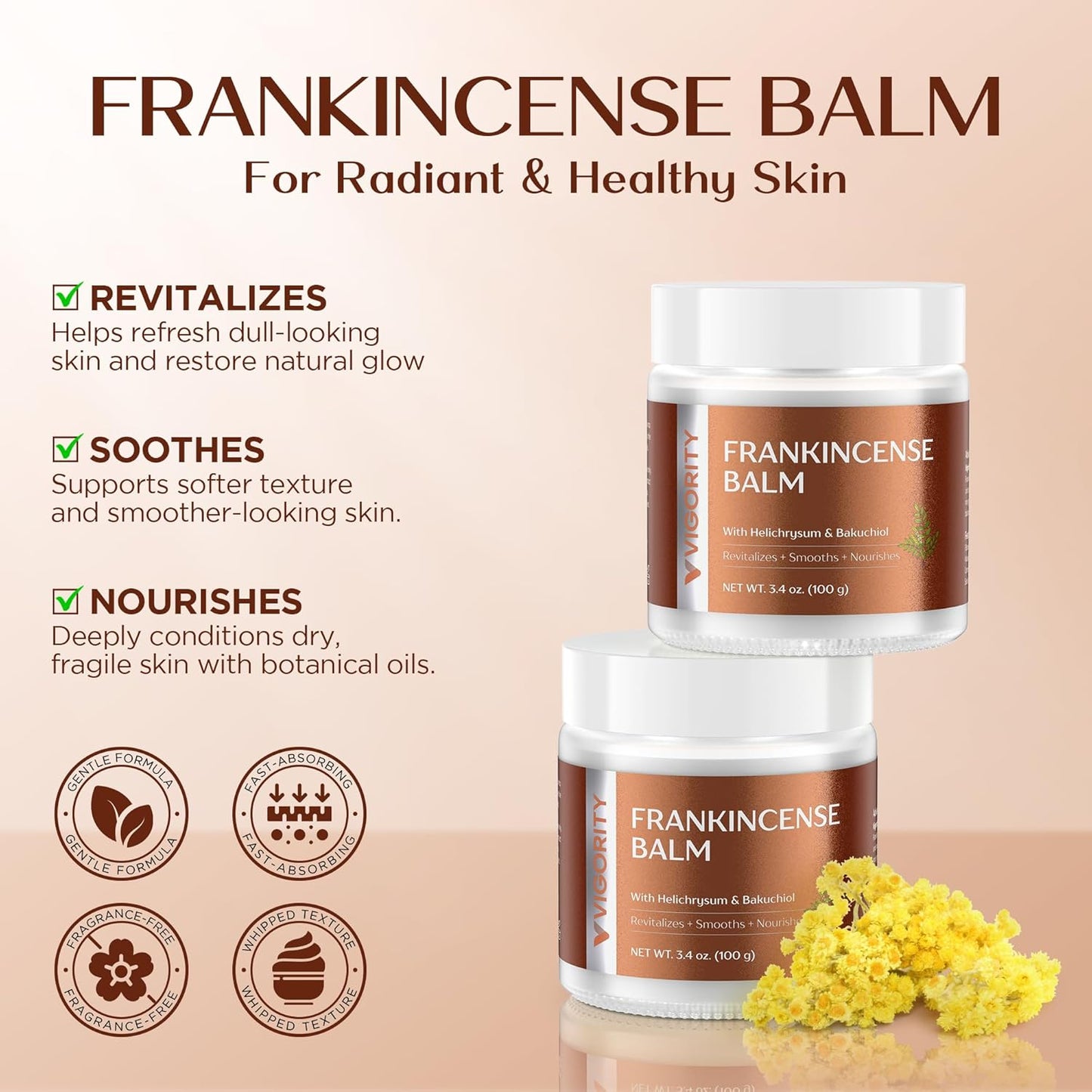 Vigority Frankincense Balm - Restorative Moisturizer for Dry, Mature Skin | Hydrates & Revitalizes - 3.4 oz