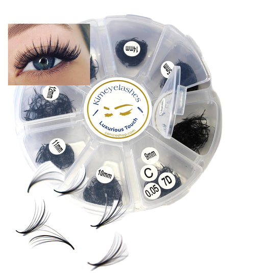 1000 Premade volume fans Mixed lengths 9-16mm loose Fans C, D Curl. Handmade eyelash extensions supplies Russian volume lash promade fan 4D 5D 6D 7D 8D 9D 10D (Curl C, 7D - 0.05 - Wispy)