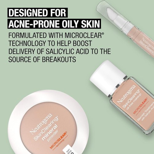 Neutrogena SkinClearing Pressed Mineral Powder | Oil-Absorbing Acne Makeup with Salicylic Acid | Buff 30, 0.38 oz