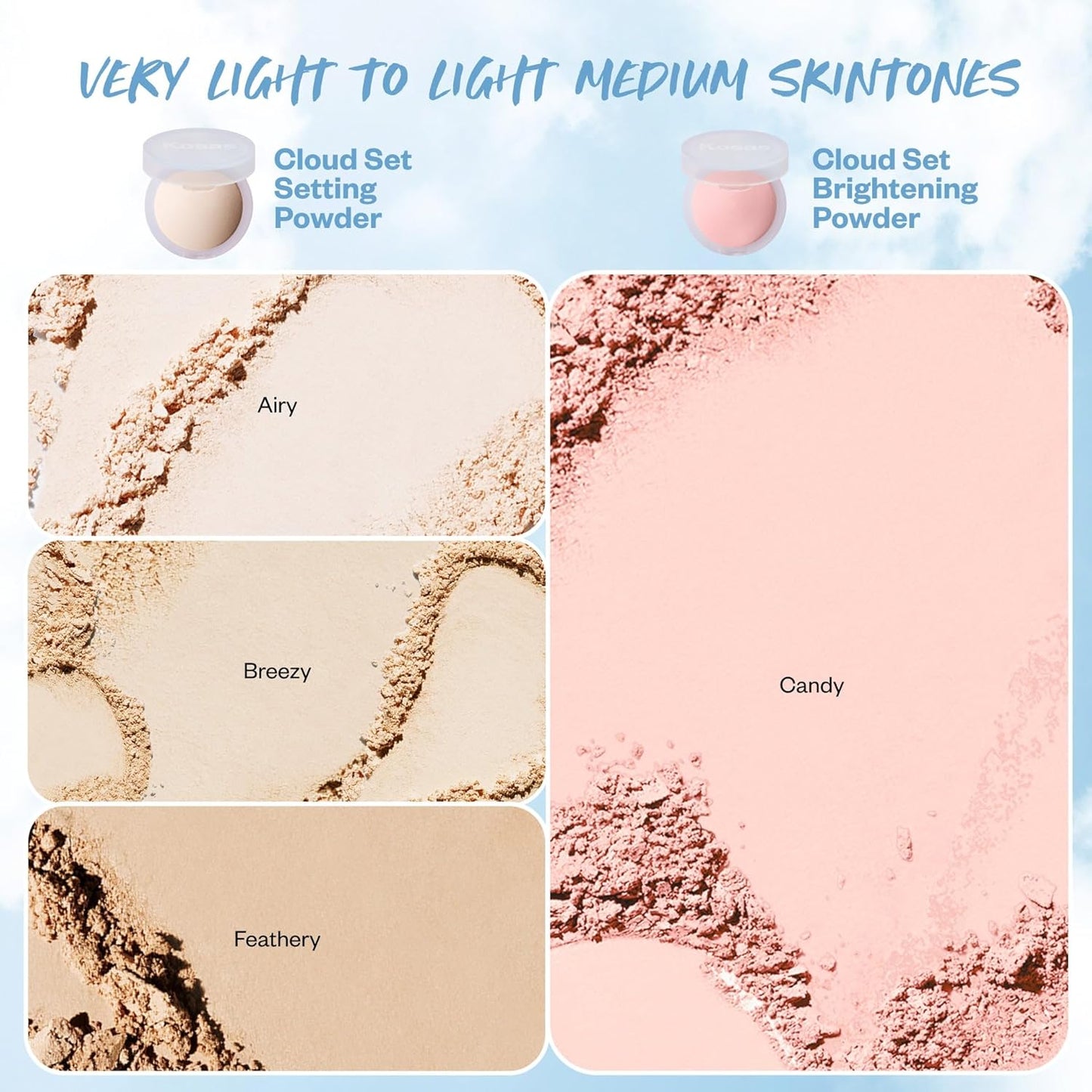 Kosas Cloud Set Pressed Setting Powder - Translucent Shine Control for Soft Matte Finish, Sheer Medium
