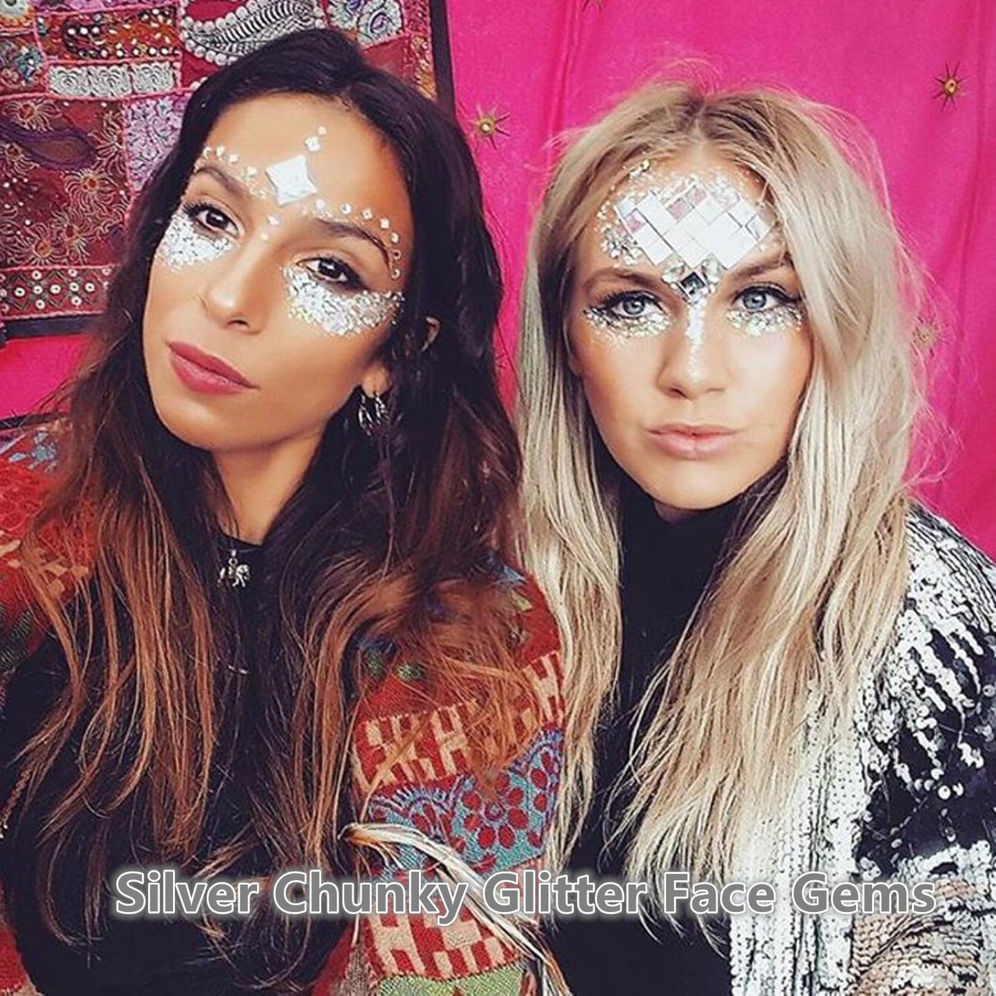 Go Ho White Pink and Silver Body Glitter Set,3 PCS Mermaid Face Glitter Gel,Holographic Long Lasting Chunky Sequins Glitter Makeup for Singer Concerts,Halloween Festival Rave Accessories