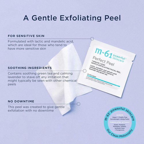 M-61 Perfect Peel - Gentle Exfoliating Facial Peel Pad With Lactic, Mandelic & Salicylic Acid | Ideal For Sensitive Skin