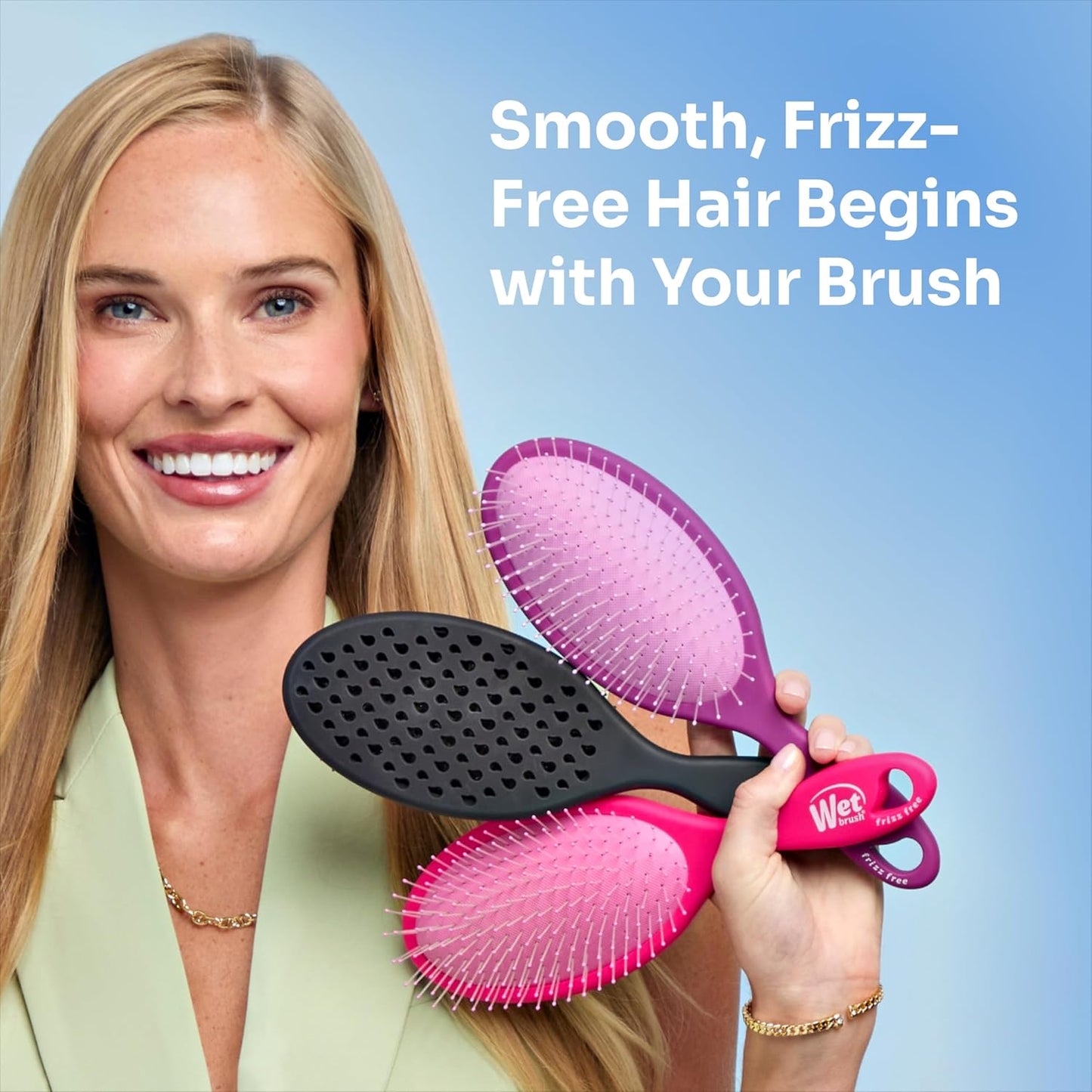 Wet Brush Frizz-Free Detangler Brush - Ionic Technology for Smooth, Frizz Control | Pink, Ideal for All Hair Types