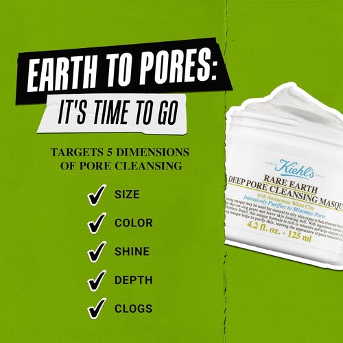 Kiehl's Rare Earth Deep Pore Cleansing Face Mask - Detoxifying Clay Formula for Blackhead & Acne Control