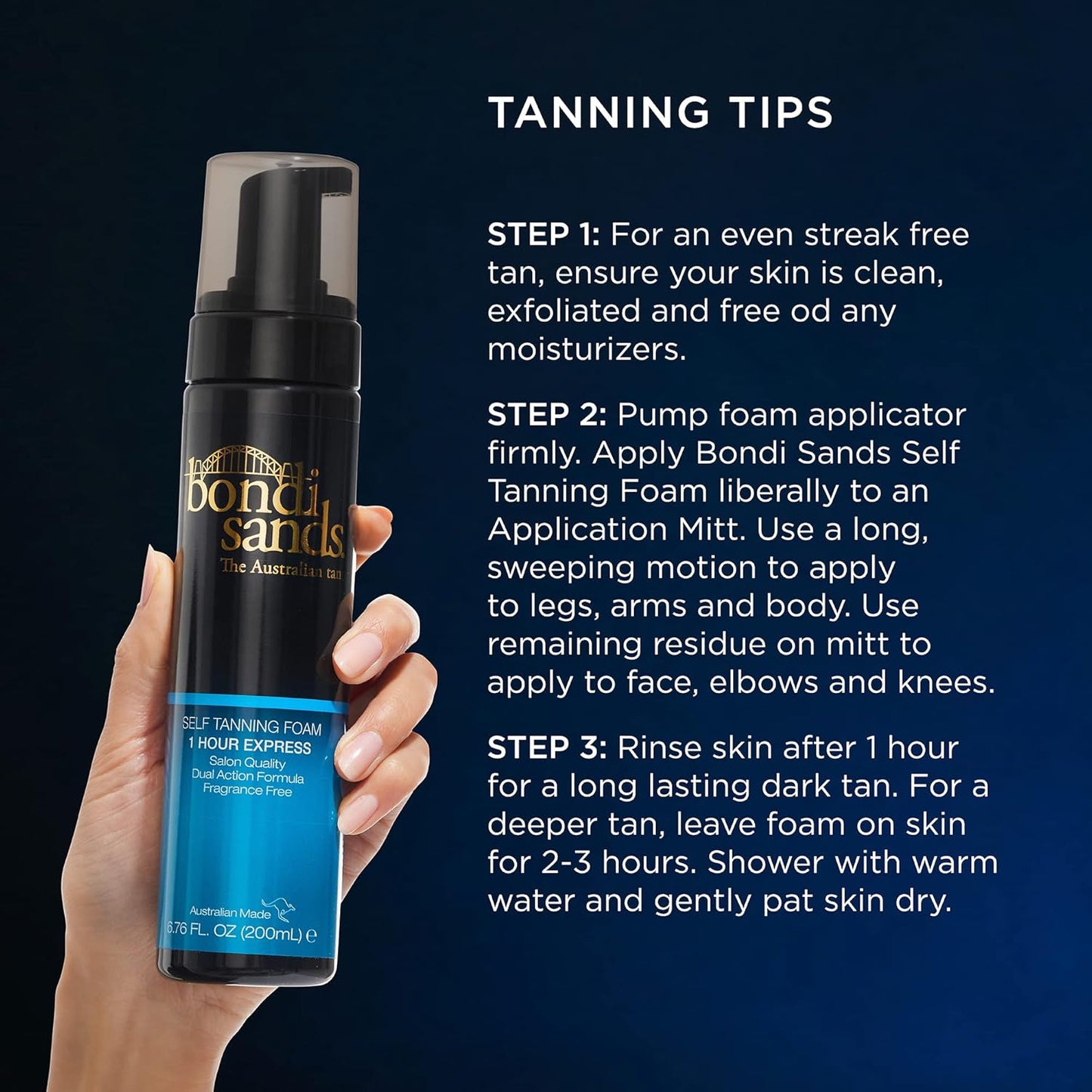 Bondi Sands 1 Hr Express Face & Body Bundle - Sunless Foam, Face Mist & Reusable Mitt for Flawless Tan