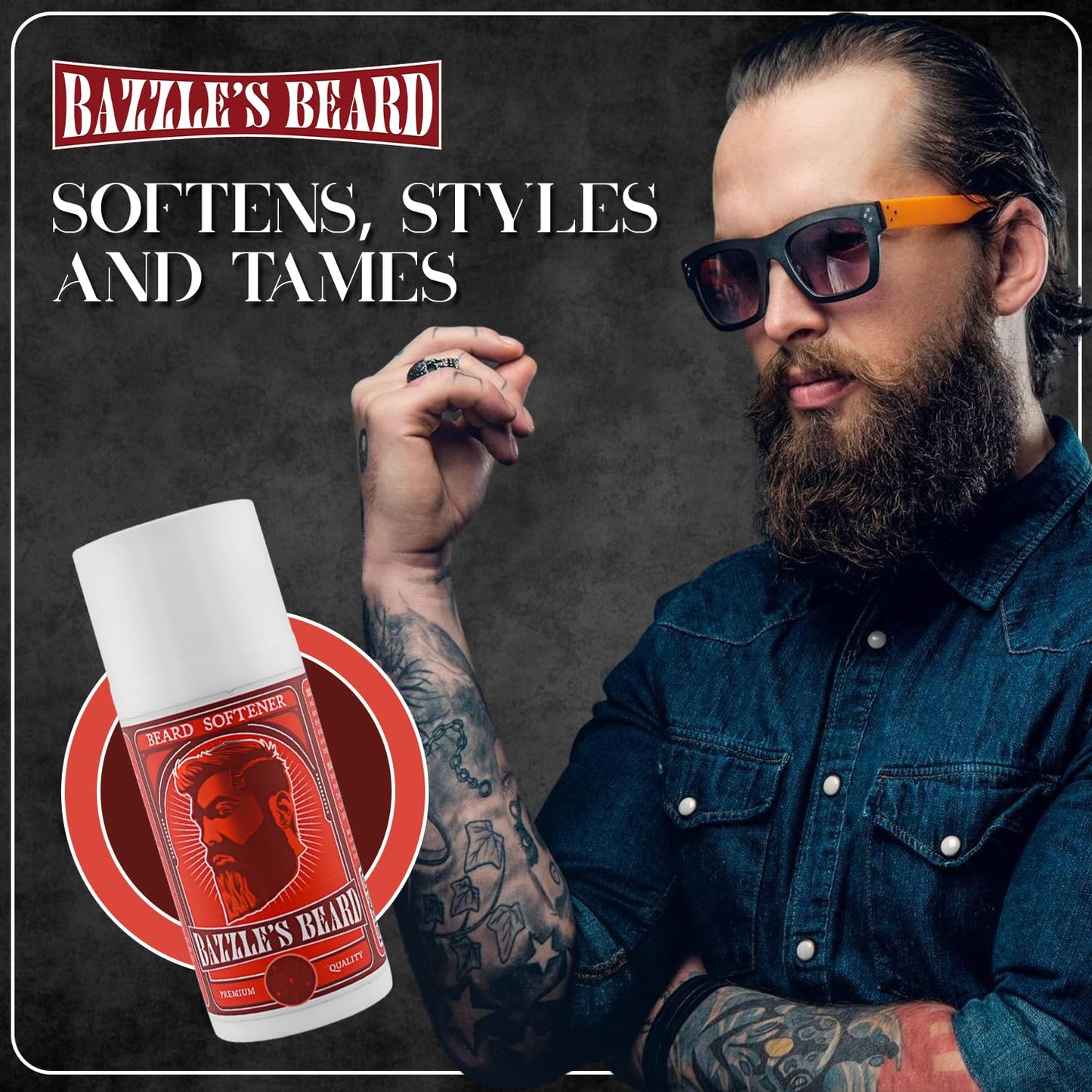 Bazzle Beard Softener - Biotin-Enriched Beard Balm Conditioner for Soft, Shiny Facial Hair