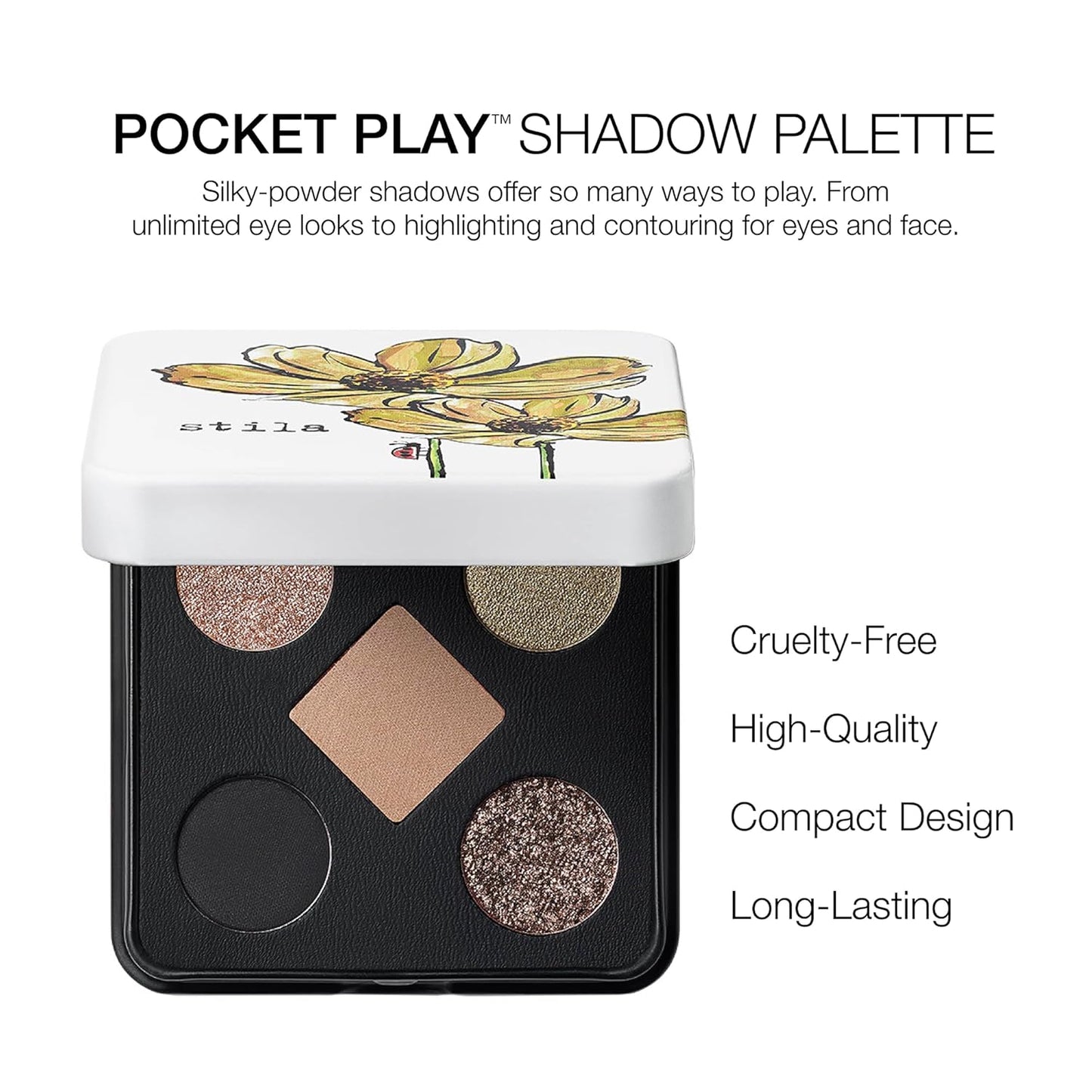 Stila Pocket Play™ Eye Shadow Palette - 5 Blendable Silky Shades for Eyes, Face & Highlight | Travel-Friendly Compact
