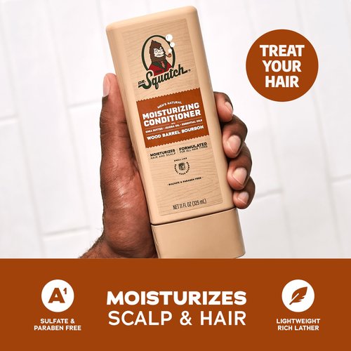 Dr. Squatch Natural Men's Shampoo and Conditioner Set - Healthy, Full Looking Hair - Wood Barrel Bourbon Natural Shampoo and Conditioner for Men (11 fl oz, 2-Pack)