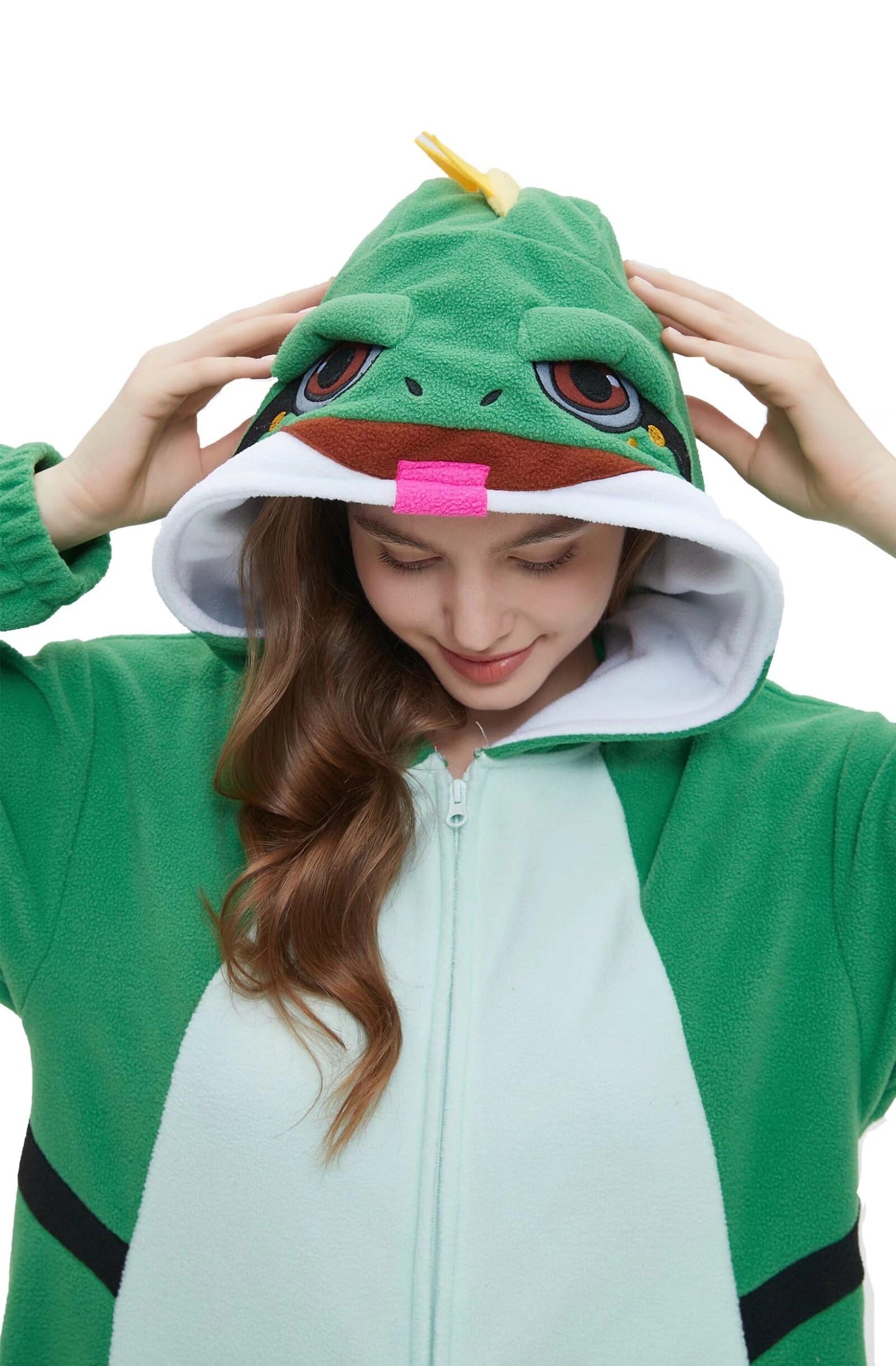 DarkCom Unisex Adult Cosplay Green Lizard Onesie Halloween Costume Christmas Pajamas for Women Men Medium