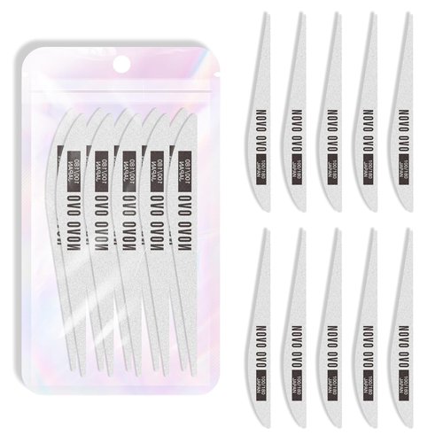 NOVO OVO Thin Nail File Set - 10 Professional Double-Sided Emery Boards (100/180 Grit) for Home & Salon Manicure