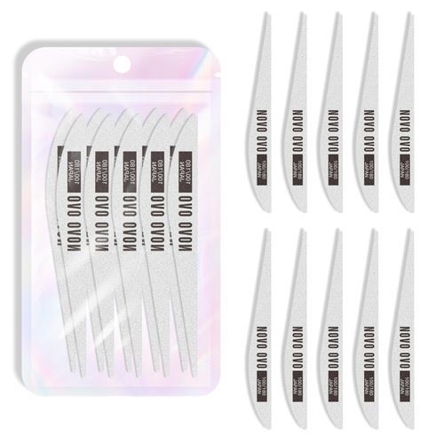 NOVO OVO Thin Nail File 10 PCS Professional Double Sided Extra Slim,Reusable,Emery Board(100/180 Grit) Nail Styling Tools for Home and Salon,Manicure Pedicure Tool and Nail Buffering Files