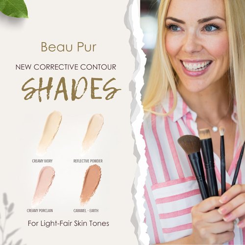Beau Pur 4-in-1 Makeup Palette - Cream & Powder Foundation, Blush, Highlighter | Ideal for Fair-Light Skin