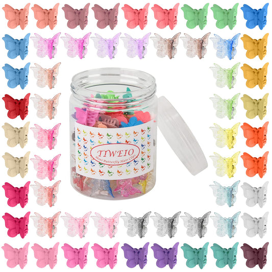 Tiweio Butterfly Hair Clips Pastel Hair Clips, 100 Pcs Small Hair Claw Clips Mini Hair Accessories for Girls and Women with Box Packaged, 30 Assorted Colors