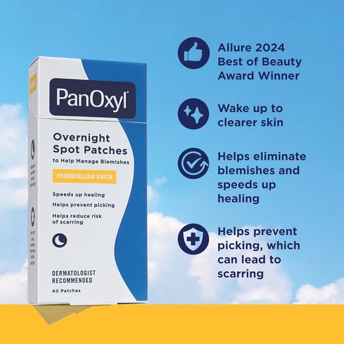 PanOxyl Acne Foaming Wash & PM Overnight Spot Patches - 10% Benzoyl Peroxide Duo Bundle