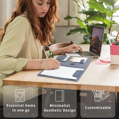 LHiDS Magnetic Business Portfolio | A5 Resume Padfolio with Clipboard & Card Holder - Apricot Color