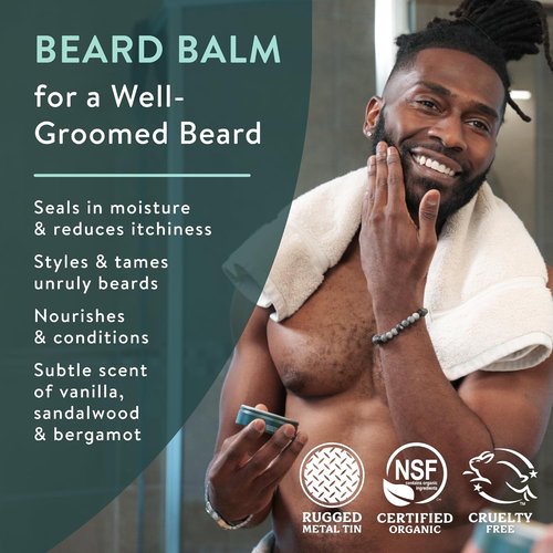 Badger Organic Beard Balm - Leave-In Conditioner & Moisturizer for Facial Hair | 2 oz