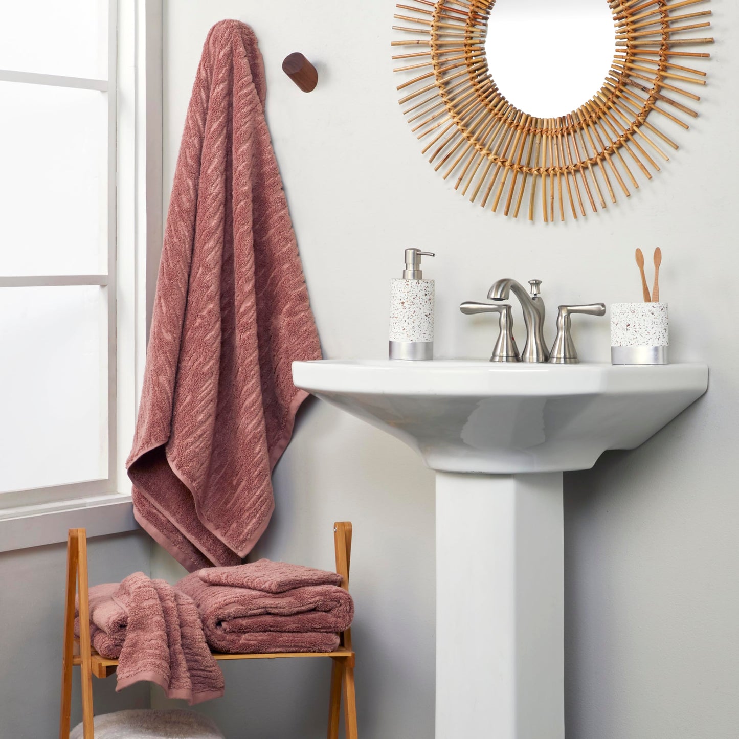 SKL Home CloudSoft Cotton Luxury 4 Pc Bath Towel Set, Clay