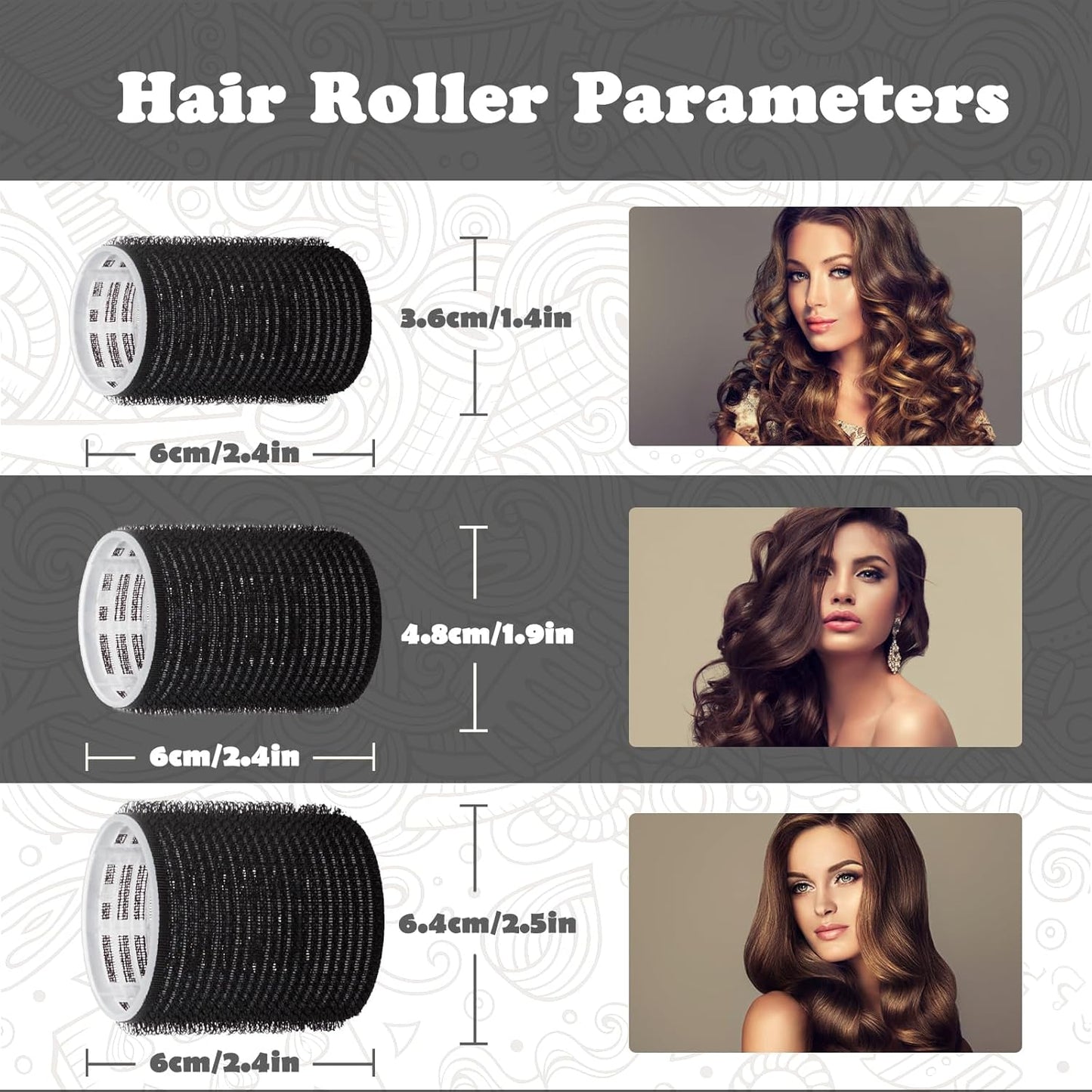 Sungenol Hair Roller Set - 18 Pcs with Clips & Comb for Salon-Quality DIY Hairstyles | 3 Sizes Included