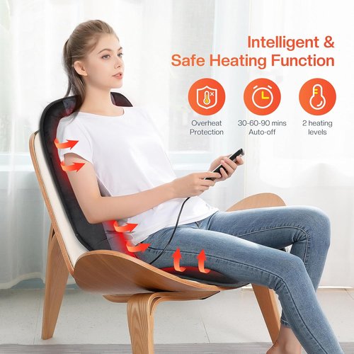 CILI Massage Chair Pad - Back Massager with Heat & 10 Vibration Motors | Ideal for Home & Office Use