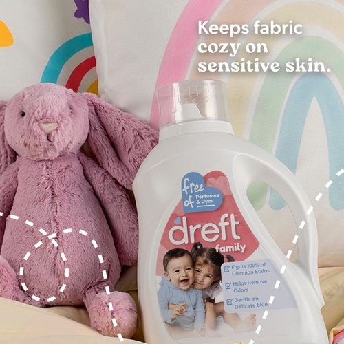 Dreft Liquid Laundry Detergent for Family, Unscented Laundry Detergent, 84 fl oz, 64 Loads