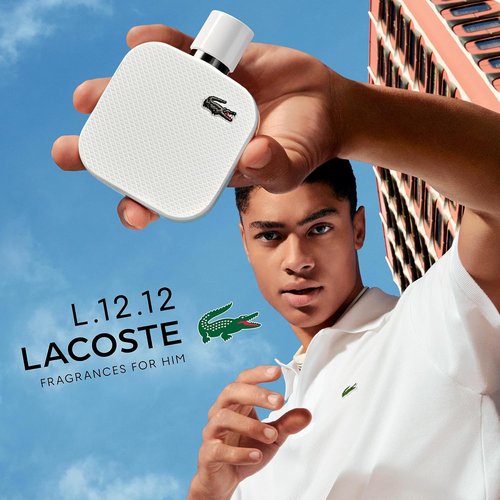 Lacoste L.12.12 Blanc Eau de Toilette - Woody Aromatic Men's Fragrance - Grapefruit, Tuberose & Vetiver Notes