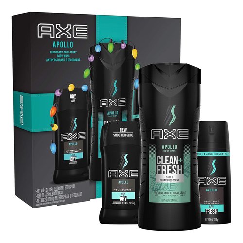 AXE Apollo Grooming Gift Set - Body Spray, Antiperspirant & Deodorant Stick, Body Wash | 3 Count