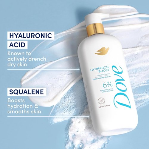 Dove Hydration Boost Serum Body Wash - Deeply Moisturizes Dry Skin with Hyaluronic Acid | 18.5 Fl Oz