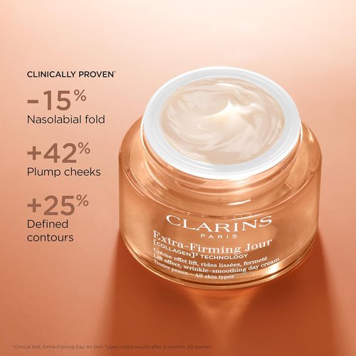 Clarins Extra-Firming Day Moisturizer - Firming Anti-Aging Face Cream with Collagen & Niacinamide | Refillable | 1.7 Ounces