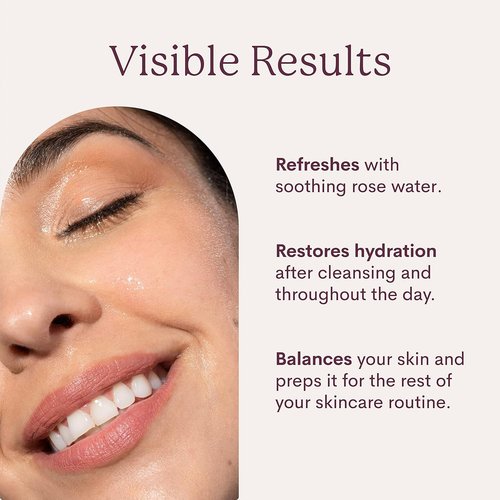 Fleur & Bee Rose and Shine Toner - Hydrating 100% Vegan Rose Water Spray Mist | Alcohol-Free | 3.4 fl oz