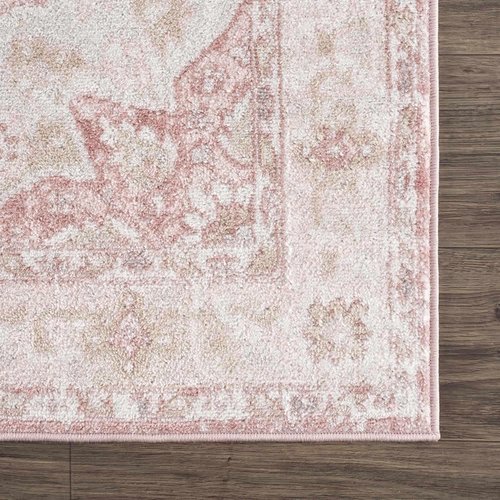 BoutiqueRugs Kandos Bohemian Oriental Medallion Runner Rug - Traditional Floral Design | Blush & Light Pink - 2'7" x 10'