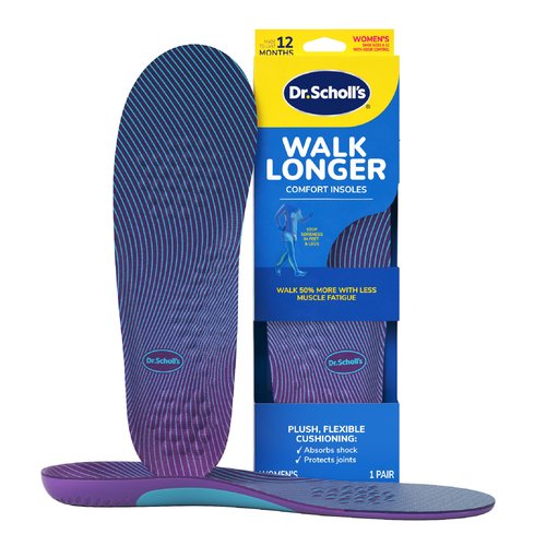Dr. Scholl's Walk Longer Insoles for Women - Comfortable Plush Foam Cushioning Inserts for Walking, Hiking, and Standing on Feet All-Day with Arch Support - Walk 50% Longer Without Muscle Fatigue