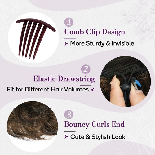 BARSDAR Drawstring Comb Clip Ponytail Extension - 10 Inch Short Clip in Hairpieces for Women - Synthetic Highlight Ponytail Extension Fake Pony Tails - Dark Brown with Highlights