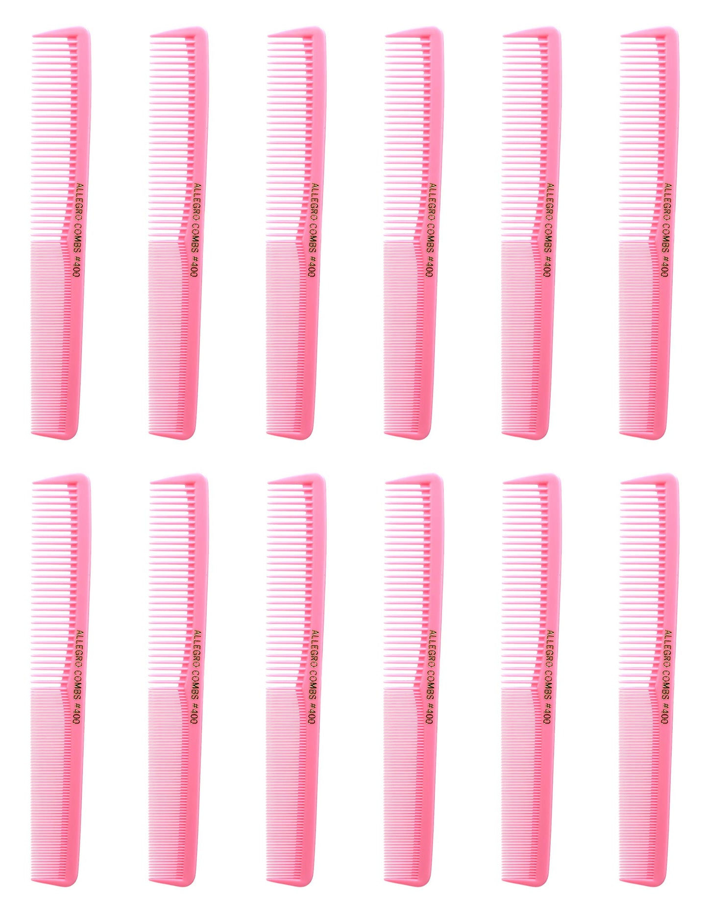 Allegro Combs 400 Barber Combs Cutting Combs All Purpose Combs 12 Pk. (Fresh Pink)