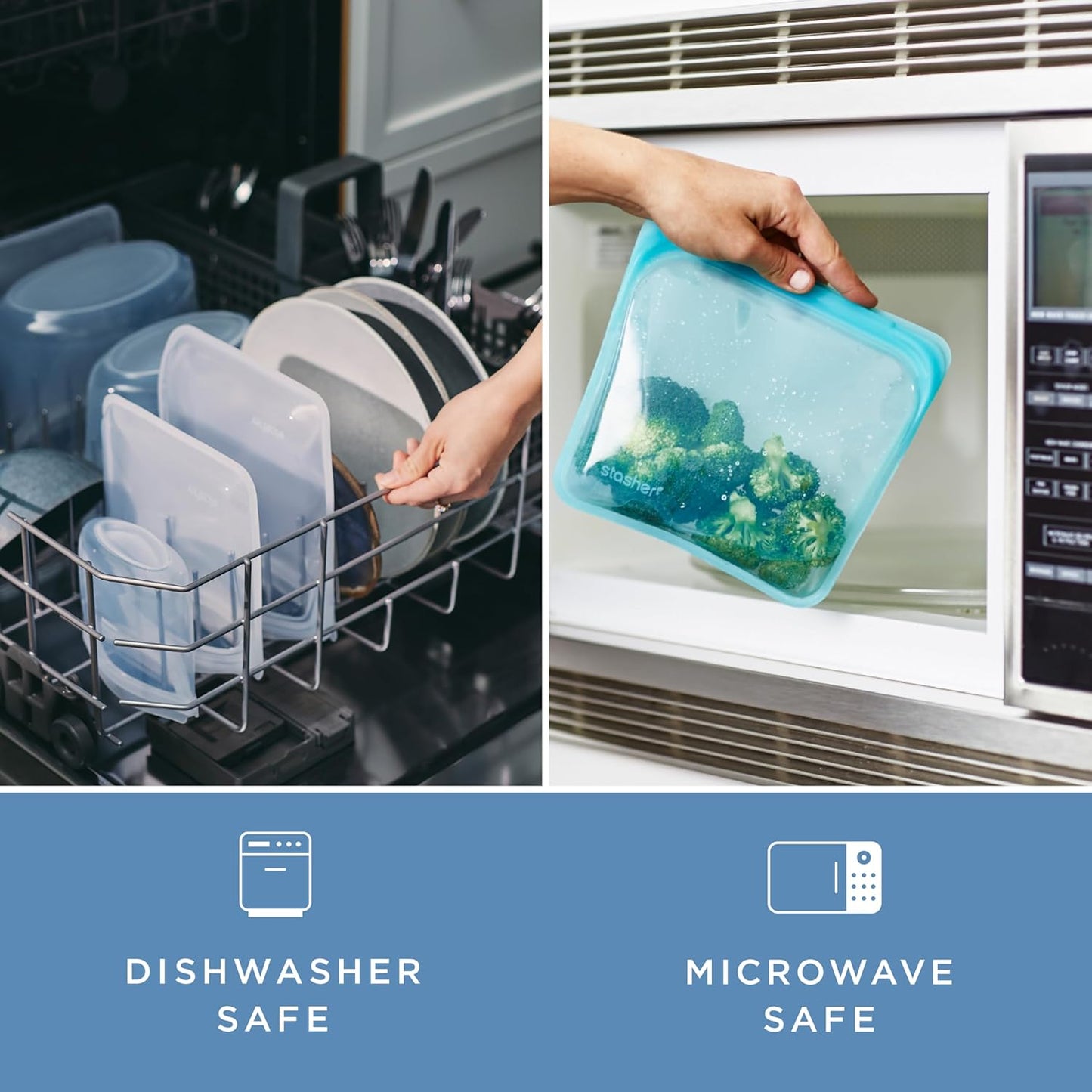 Stasher Silicone Reusable Storage Bag - Eco-Friendly 28 oz Sandwich & Freezer Bag | Microwave & Dishwasher Safe, Tie Dye Blue
