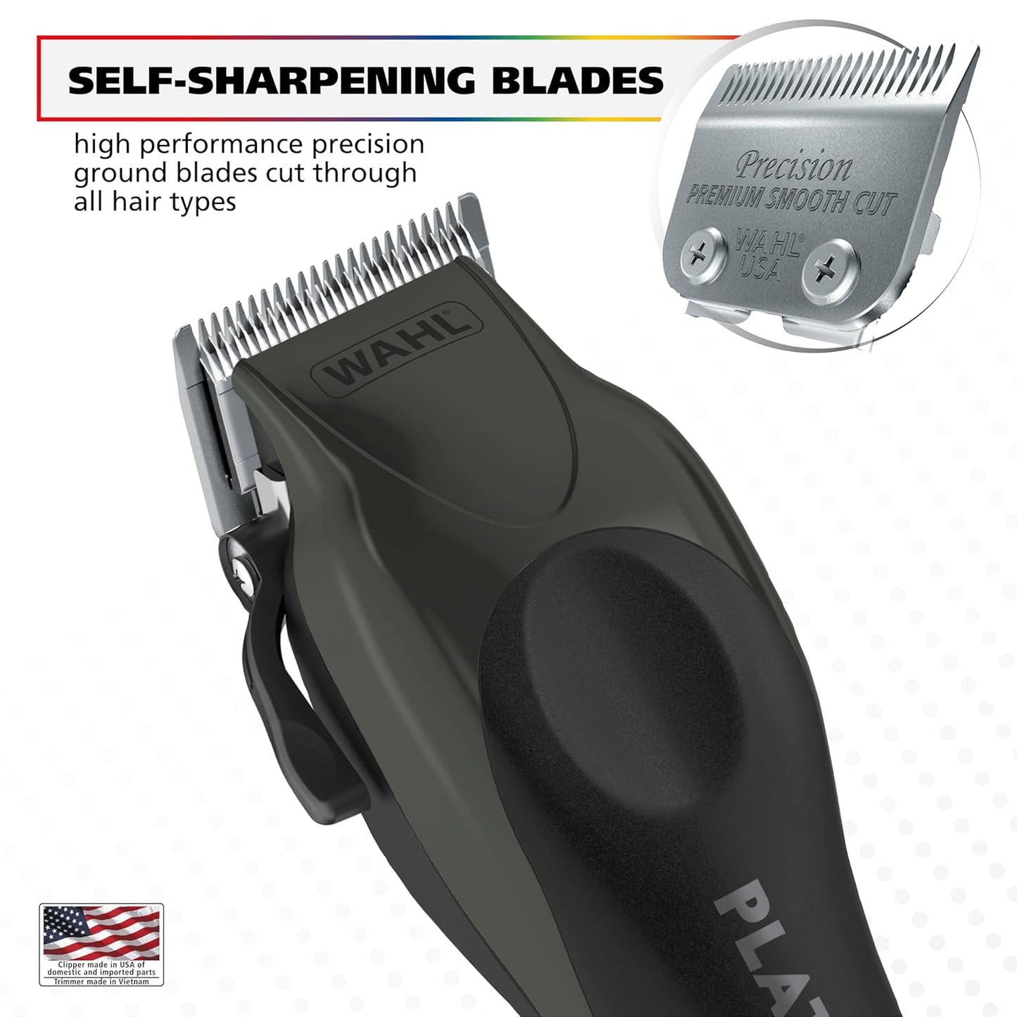 Wahl USA Pro Series Platinum Hair Clipper & Trimmer Set - Home Haircutting with Color-Coded Combs