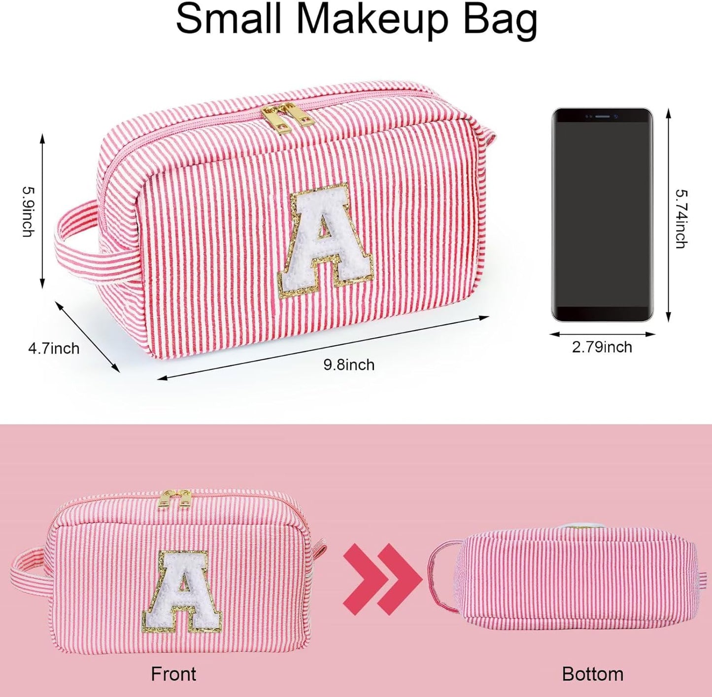YOOLIFE Personalized Makeup Bag - Stylish Cosmetic Pouch for Women | Perfect Birthday Gift in Pink