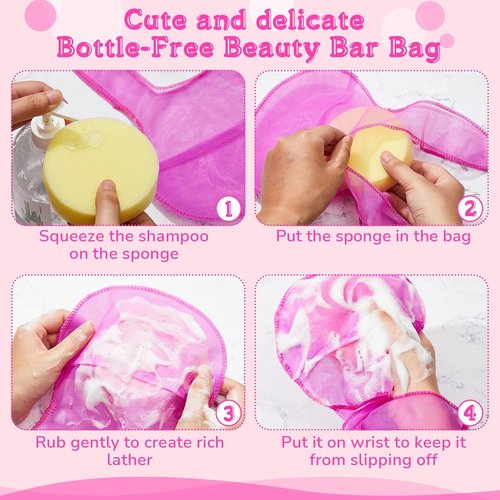 Nuanchu Shampoo Bar Holder Bag - Rabbit Shape Travel Soap Pouch | 2 Pcs Light Pink & Rose Pink