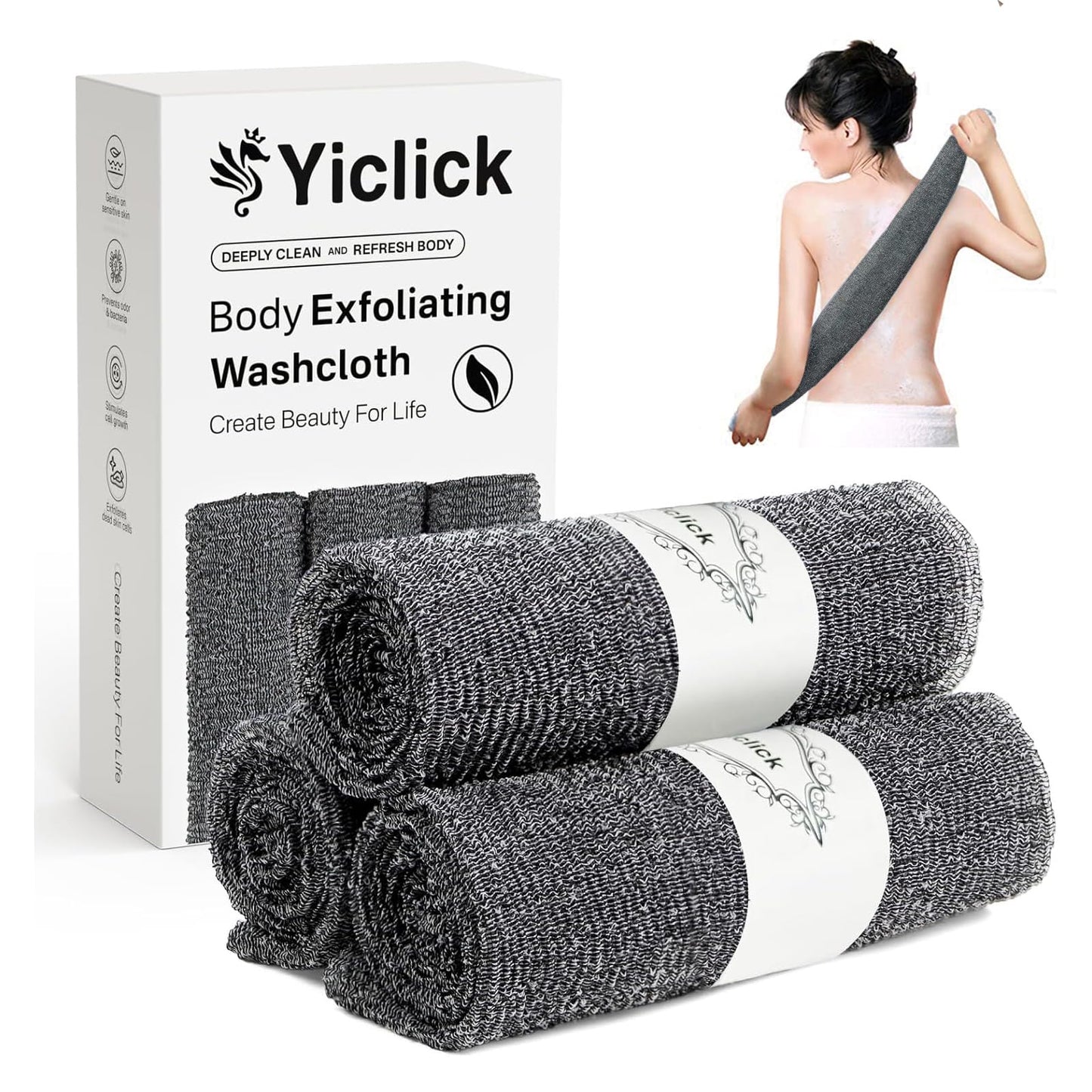 Yiclick Exfoliating African Net Sponge,Exfoliating Body Scrubber Exfoliator, Back Scrubber Bath Sponge, Exfoliate Rags Wash Cloth Loofah Sponge for Body Scrub, Exfoliating Washcloth Towel