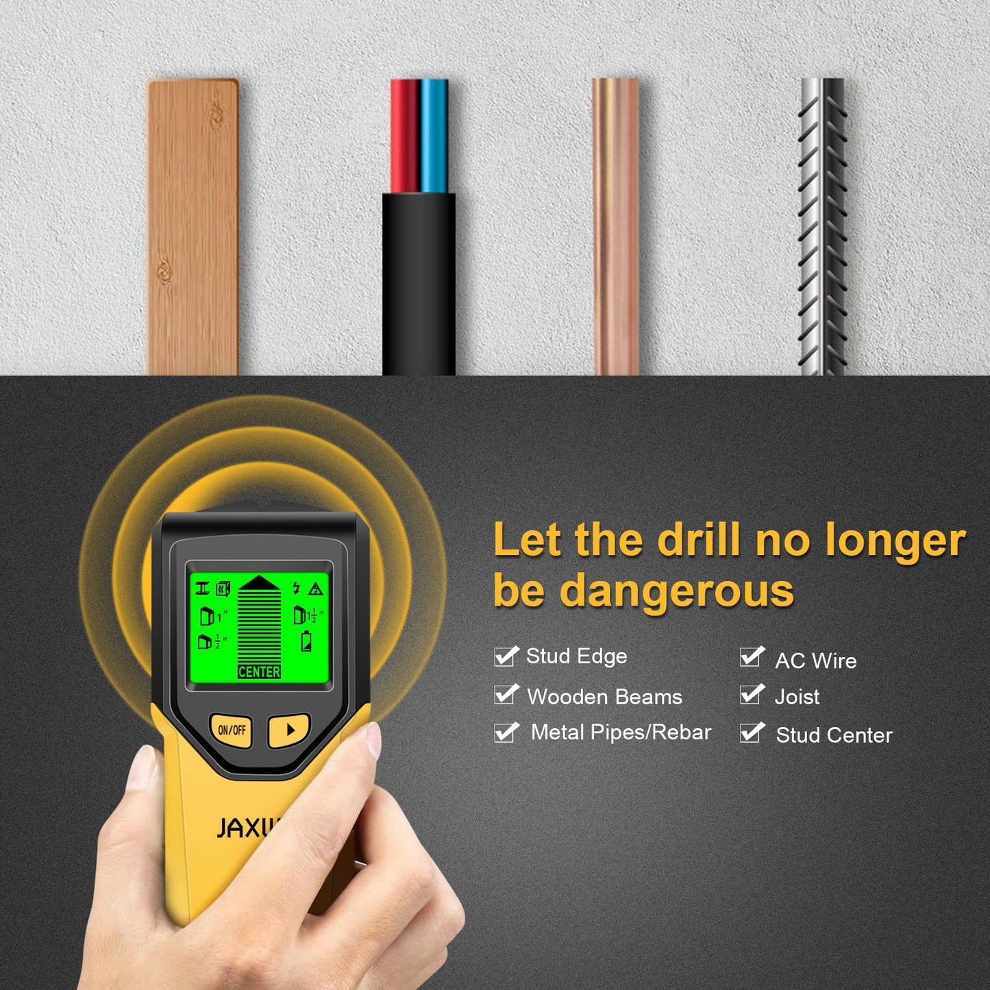 Stud Finder Wall Scanner - 5 in 1 Stud Finder Tool w/Smart Chip and HD LCD Display, Stud Detector Beam Finders for the Center and Edge of Wood AC Wire Metal Studs Joist Pipe (‎Dark Aqua)