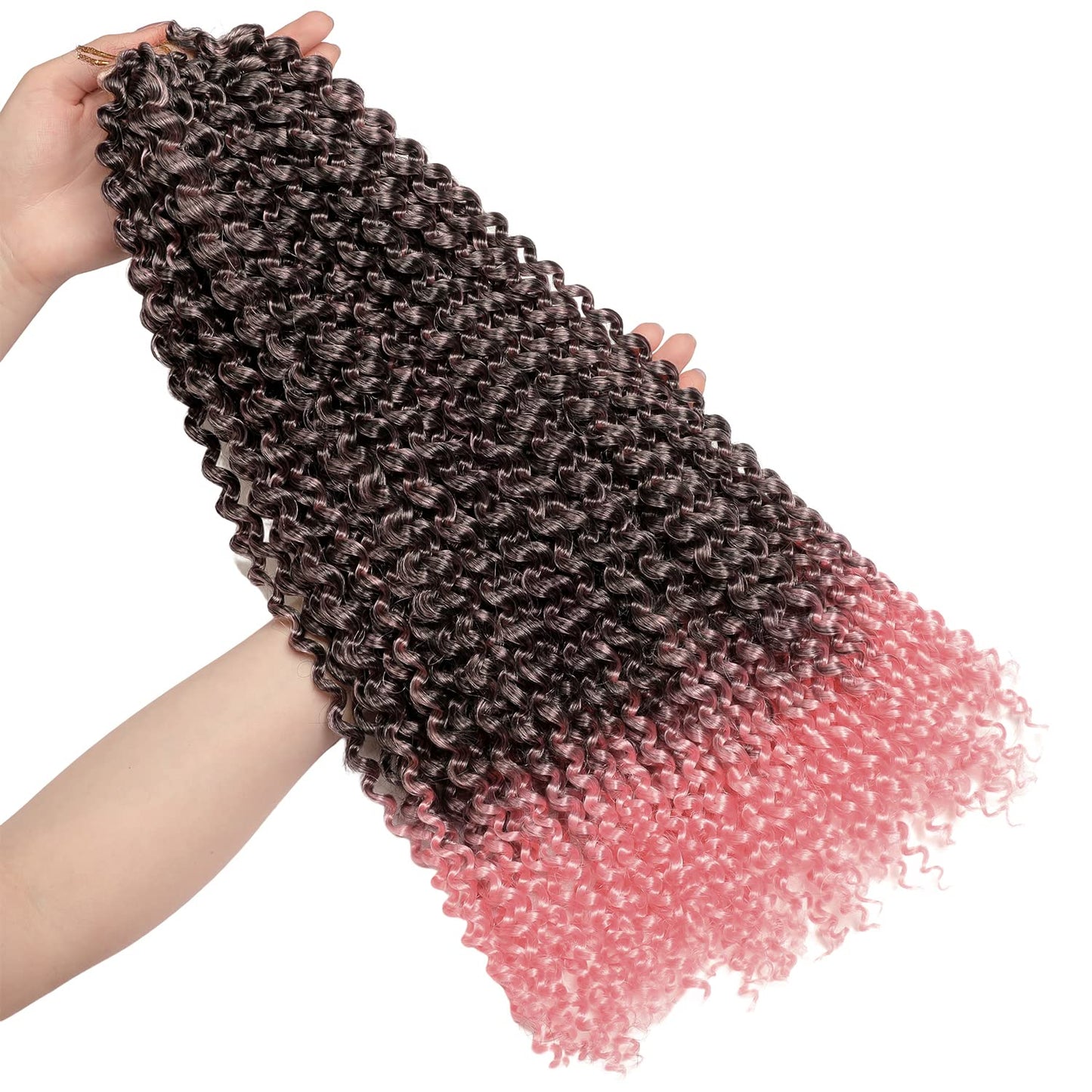 18 Inch Passion Twist Hair, Water Wave Crochet Hair Passion Twist Crochet Hair for Women 6 Packs Long Bohemian Synthetic Curly Braiding Hair Extensions Ombre Peach Pink (1B/Pink)