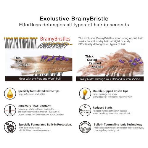 NuWay Traveler Detangling Hair Brush - Compact Travel Hairbrush for Gentle Scalp Care (Lavender)