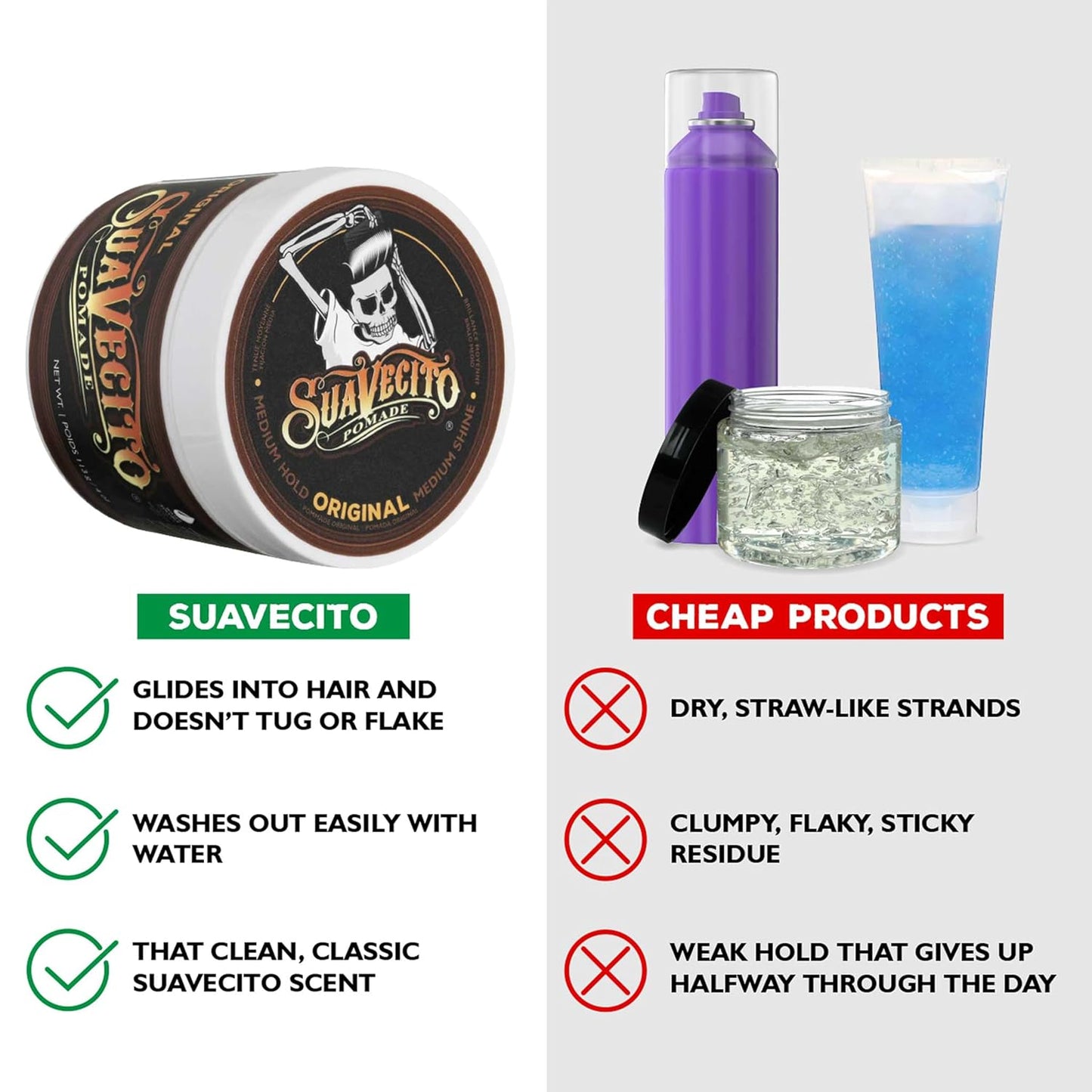 Suavecito Pomade - Original Hold Hair Pomade for Men | Medium Shine, 4 oz, 3 Pack - Easy Wash Out, Flake-Free