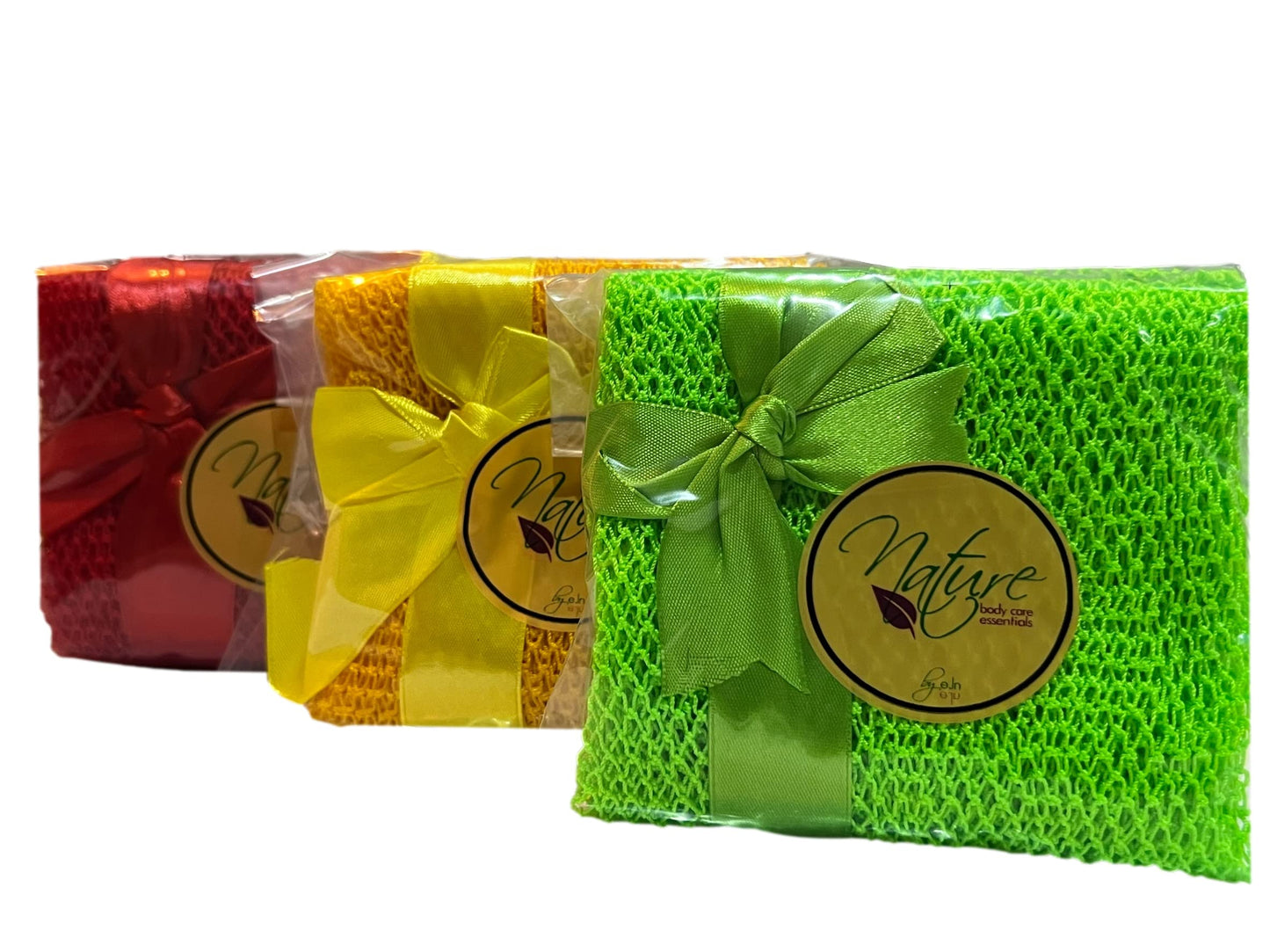 Nature by EJN - Net Bath Sponge, Ghana N1 Weave, Long, Skin Exfoliation, African, Porous, Stretches Horizontally to Approximately 49" (Chartreuse Green)