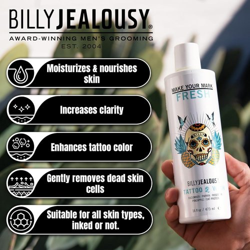 Billy Jealousy Make Your Mark Tattoo Wash - Hydrating Aftercare with Cucumber & Rosemary Extracts