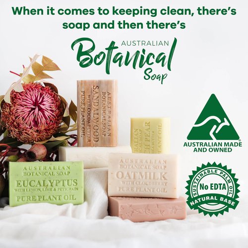 Australian Botanical Soap, 6.6 OZ, Aloe Vera and Green Tea Extract, Triple Milled Bars made with a Natural Soap Base and Enriched with Organic Shea Butter, Pack of 8