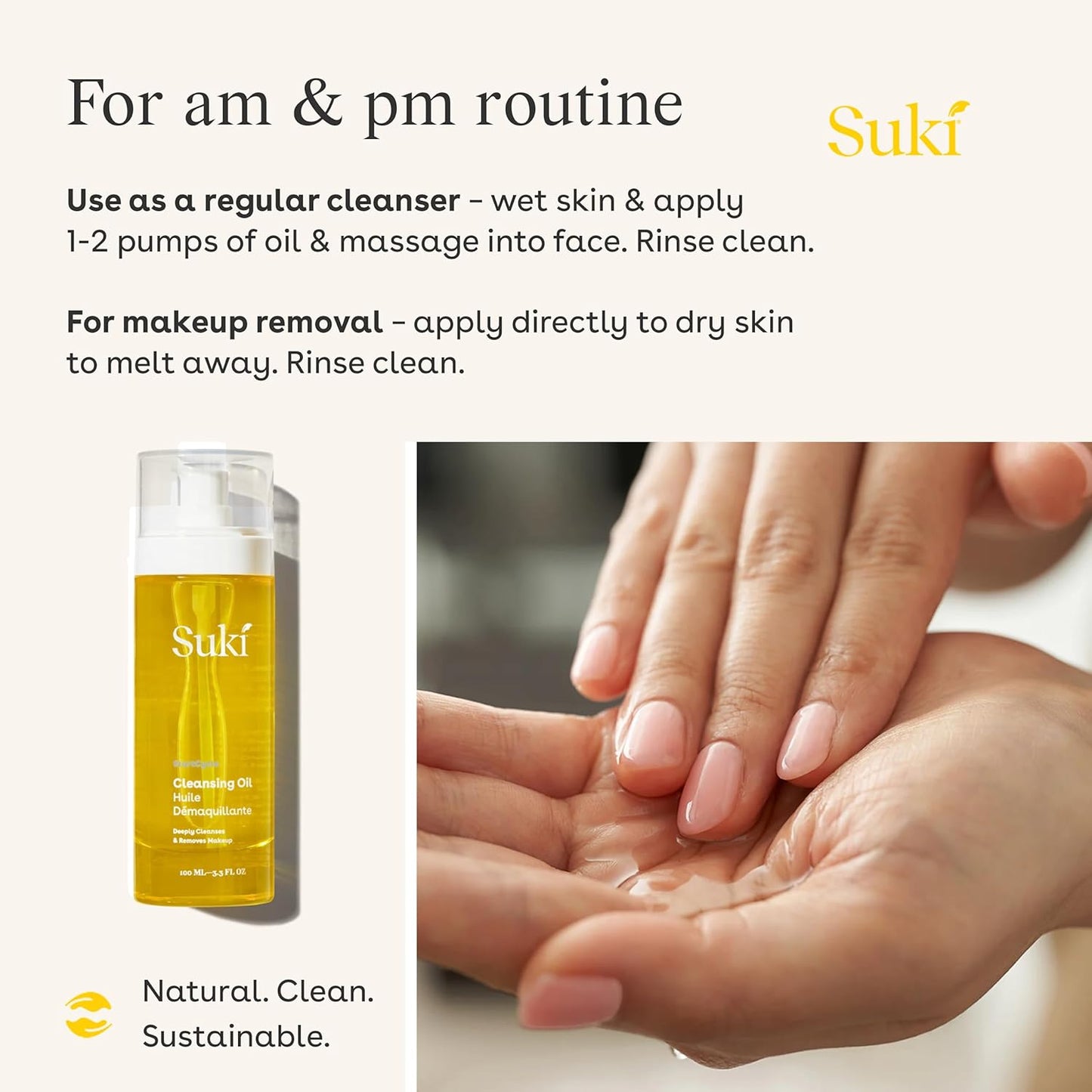 Suki Cleansing Oil - Makeup Remover & Facial Cleanser | Hydrates Skin & Prevents Breakouts - 4 Fl Oz