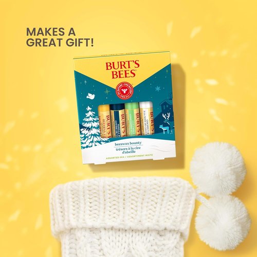 Burt's Bees Lip Balm Set - Assorted Flavors Including Classic Beeswax, Vanilla, Cucumber Mint & Coconut Pear (Pack of 4)