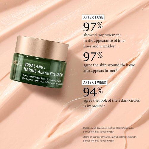 Biossance Squalane & Marine Algae Eye Cream - Anti-Aging Hydrating Formula for Fine Lines & Puffiness - 0.5 Ounce